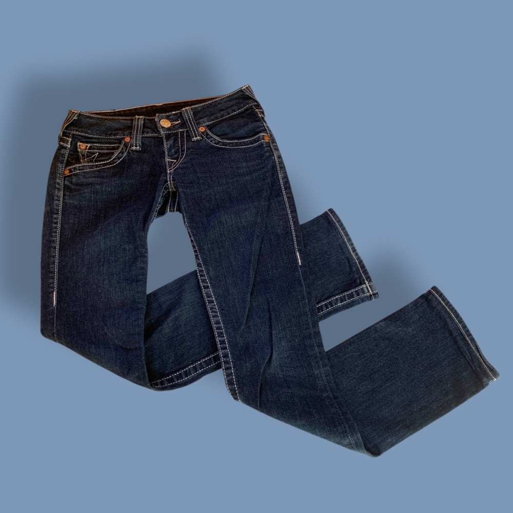 True Religion Dark Wash Low Rise Jeans 25 USA